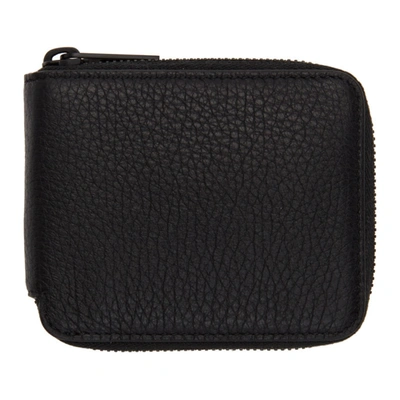 Shop Maison Margiela Black Deerskin Zip-around Wallet In H1669 Black