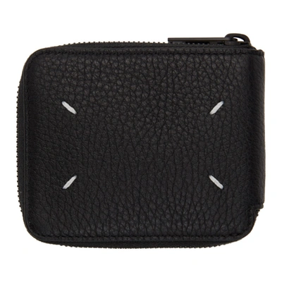 Shop Maison Margiela Black Deerskin Zip-around Wallet In H1669 Black