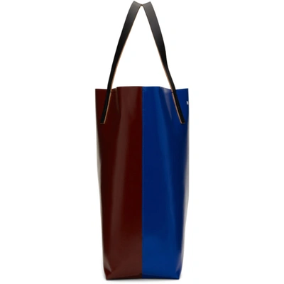 Shop Marni Tricolor Pvc Shopping Tote In Z2o13 Royal+burgundy