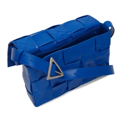 Shop Bottega Veneta Blue Paper Cassette Bag In 4256 Cobalt Silver