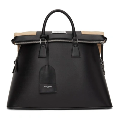Shop Maison Margiela Black Large 5ac Bag In T8013 Black
