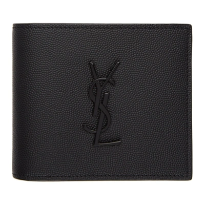 Shop Saint Laurent Black Monogram East/west Wallet In 1000 Black