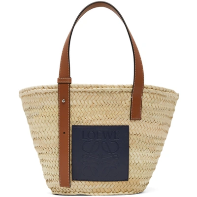 Shop Loewe Beige Bolso Basket Bag In 5546 Natural/ocean