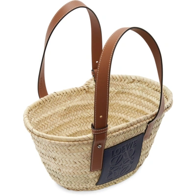 Shop Loewe Beige Paula's Ibiza Small Basket Tote In 5546 Natural/ocean