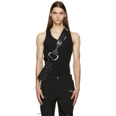 Shop Heliot Emil Black Leather Harness Phone Holder Bag In Blackblk01