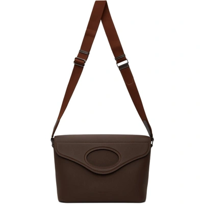Shop Burberry Brown Leather Pocket Messenger Bag In Dark Clay Brown