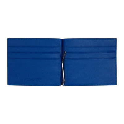 Shop Bottega Veneta Blue Intrecciato Bill Clip Bifold Wallet In 4256-cobalt