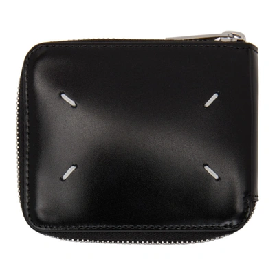 Shop Maison Margiela Black Buffed Zip-around Wallet In T8013 Black
