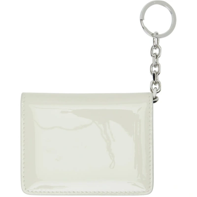 Shop Maison Margiela Off-white Patent Keyring Bifold Card Holder In T2003 Greige