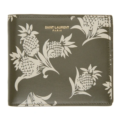 Shop Saint Laurent Khaki Graphic East/west Wallet In 2852 Khasnd