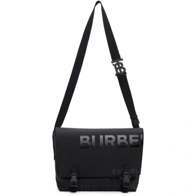 Shop Burberry Black Coated Canvas 'horseferry' Print Bag