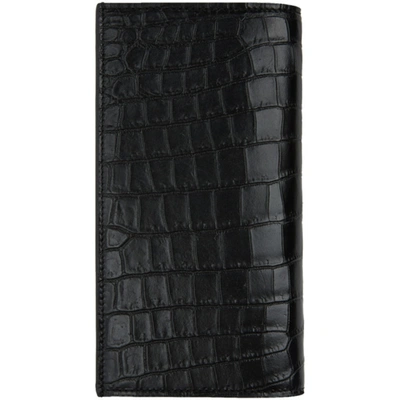 Shop Saint Laurent Black Croc Monogram Continental Wallet In 1000 Black