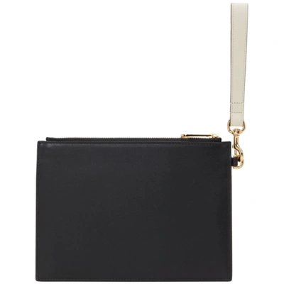 Shop Gucci Black & Off-white Interlocking G Pouch In 1089 Black/mystic Wh