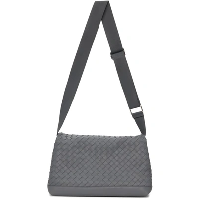 Shop Bottega Veneta Grey Classic Hidrology Messenger Bag In 1242 Thunder Silver