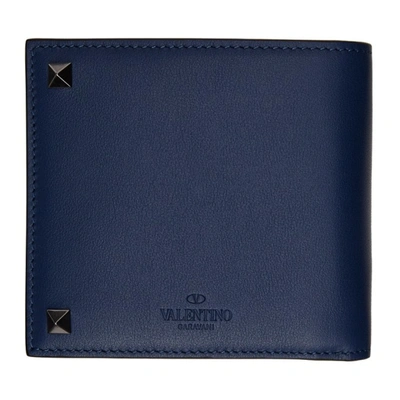 Shop Valentino Blue Rockstud Wallet In I02 Indigo