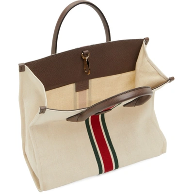 Shop Gucci Beige Foldable Tote In 8686 Lt B/gre/lt B/r