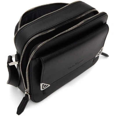 Shop Ferragamo Black Leather Messenger Bag In 002 Nero