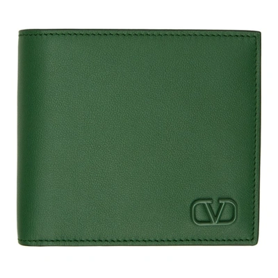 Shop Valentino Green Vlogo Bifold Wallet In M52 Fern Green