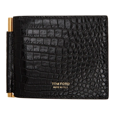 Shop Tom Ford Black Alligator Money Clip Wallet In U9000 Black
