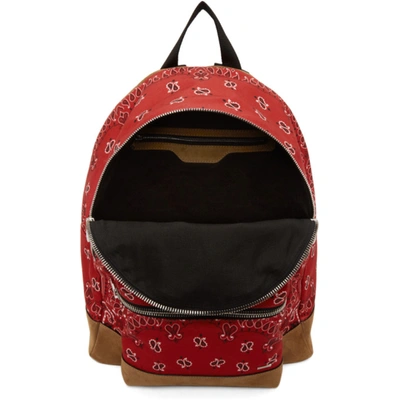 Shop Amiri Red Canvas & Suede Bandana Backpack In Red / Tan