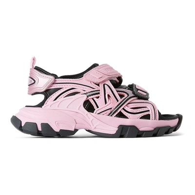 Shop Balenciaga Kids Pink & Black Track Sandals In 5010 Pink/b