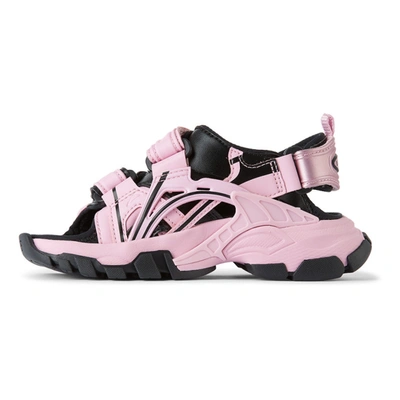 Shop Balenciaga Kids Pink & Black Track Sandals In 5010 Pink/b