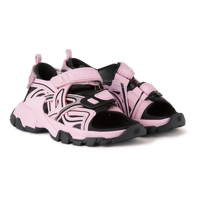 Shop Balenciaga Kids Pink & Black Track Sandals In 5010 Pink/b