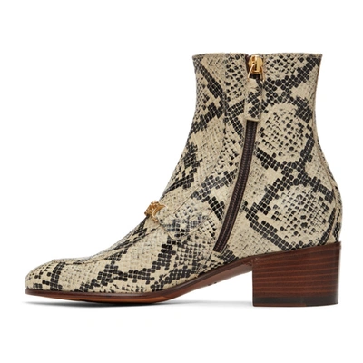 Shop Gucci Black & Beige Python Interlocking G Chain Ankle Boots In 9719 Beige