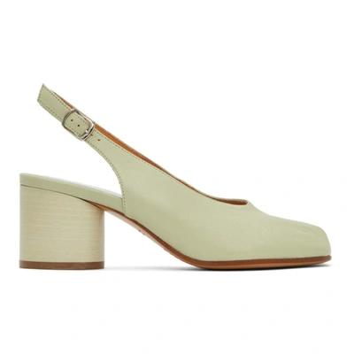 Shop Maison Margiela Green Slingback Tabi Pump Heels In T7273 Pistachio Gre