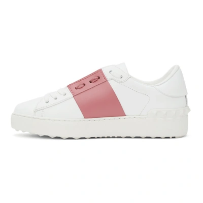 Shop Valentino White & Pink Open Sneakers In H59 White/flamingo P