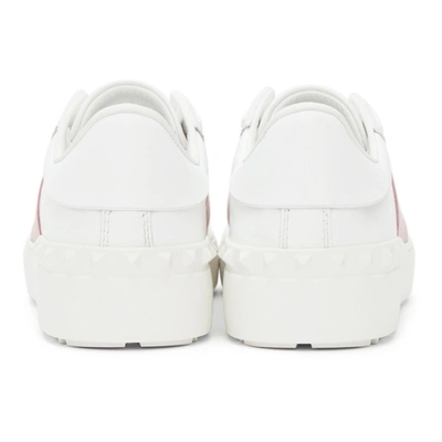 Shop Valentino White & Pink Open Sneakers In H59 White/flamingo P