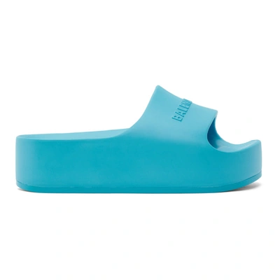 Shop Balenciaga Blue Chunky Slide Sandals In 4000 Blue
