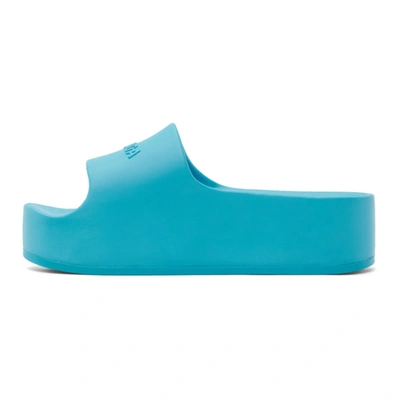 Shop Balenciaga Blue Chunky Slide Sandals In 4000 Blue