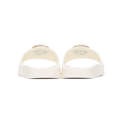 Shop Versace White Palazzo Pool Sandals In D01oc White