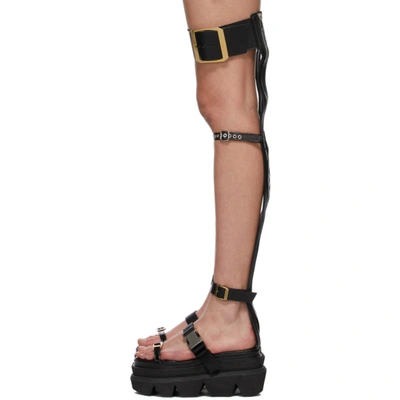 Shop Sacai Black Knee-high Buckles Wedge Sandals In 001 Black