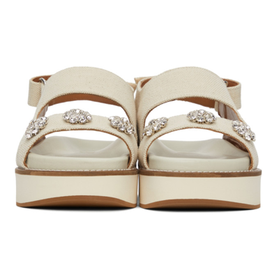 Shop Ganni Off-white Juta Deco Mid Sandals In 135 Egret