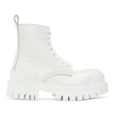 Shop Balenciaga White Strike Boots In 9011 White