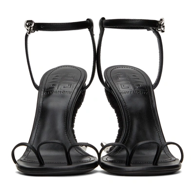Shop Givenchy Black Triple Toes Horn Heeled Sandals In 001 Black