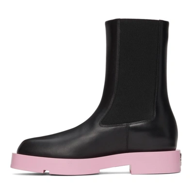 Shop Givenchy Black & Pink Squared Chelsea Boots In 001 Black