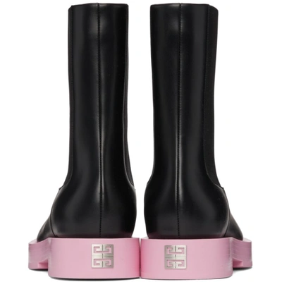 Shop Givenchy Black & Pink Squared Chelsea Boots In 001 Black