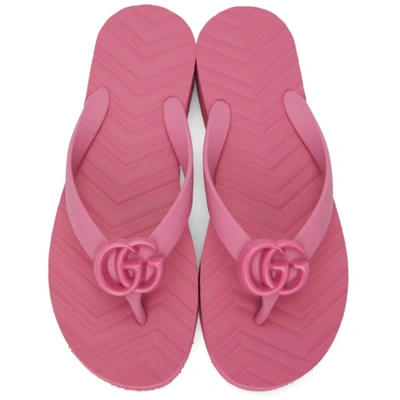 Shop Gucci Pink Gg Chevron Sandals In 5609 Pink Trop