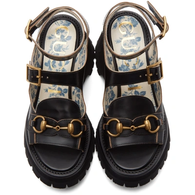 Shop Gucci Black Horsebit Platform Sandals In 1000 Black
