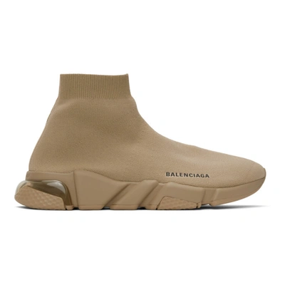 Shop Balenciaga Beige Clear Sole Speed Sneakers In 2900 Ltbrwn