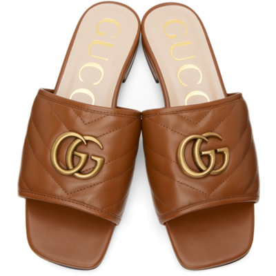 Shop Gucci Brown Matelassé Gg Jolie Sandals In 2535 Brown