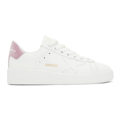 Shop Golden Goose White & Pink Purestar Sneakers