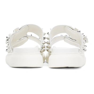 Shop Alexander Mcqueen White Studded Double Strap Sandals In 9285 Wht/sil