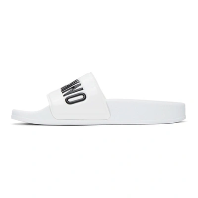 Shop Moschino White Logo Slides In 100 Bianco