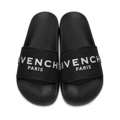 Shop Givenchy Black Logo Pool Slides