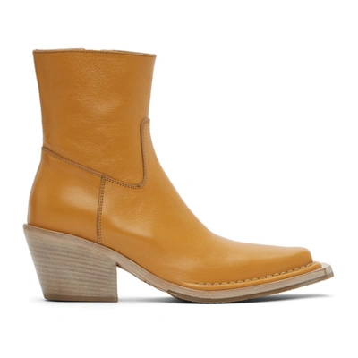 Shop Acne Studios Tan Leather Ankle Boots In Aek Beige