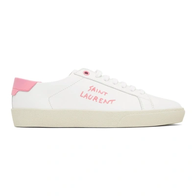 Shop Saint Laurent White & Pink Court Classic Sl/06 Sneakers In 9052 White/ivresse